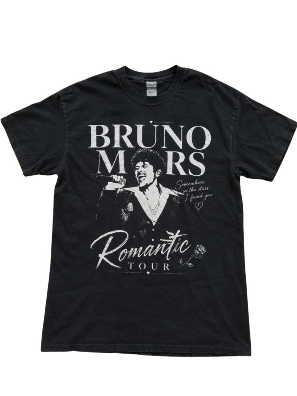 Bruno Mars Black 'Romantic Tour' 2026 Graphic Tee